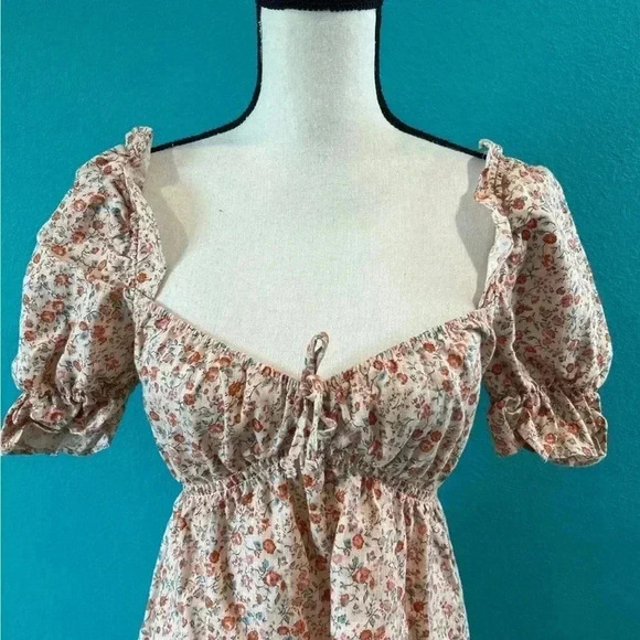 Reformation Channa Ruffled Floral Print Linen Mini Dress in size xs - Picture 4 of 9